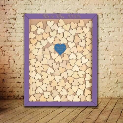 Colorful Frame Drop Top Drom Box Custom Mr Mrs Date Wedding Guest Book Heart Sign In Guestbook Wedding Decor