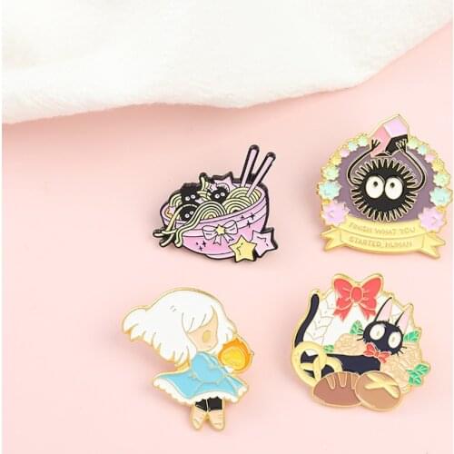 Creative Cartoon Cat Metal Enamel Brooch Fashion Cute Magical Girl Badge Simple Lapel Backpack Jewelry Accessories Gift