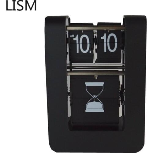 Creative Flip Clock Silent Movement Black Table Watch Desk Clock Japanese Modern Unique Table Clock Bedroom Kids Room Home Decor