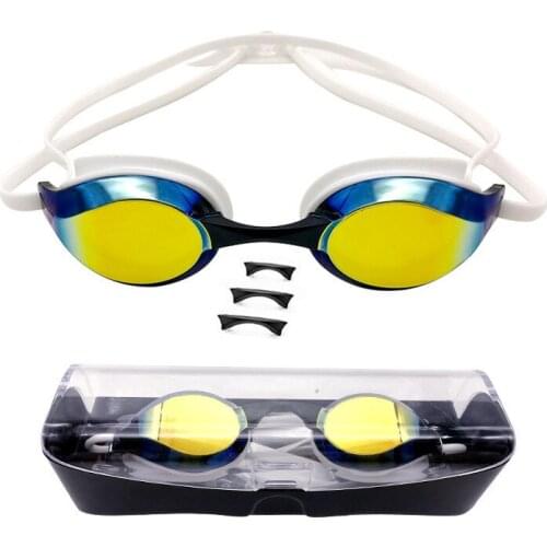 Adult Summer Gold Coated Competition Swimming Goggles Silicone Anti fog Water Sports Pool Eye Glasses