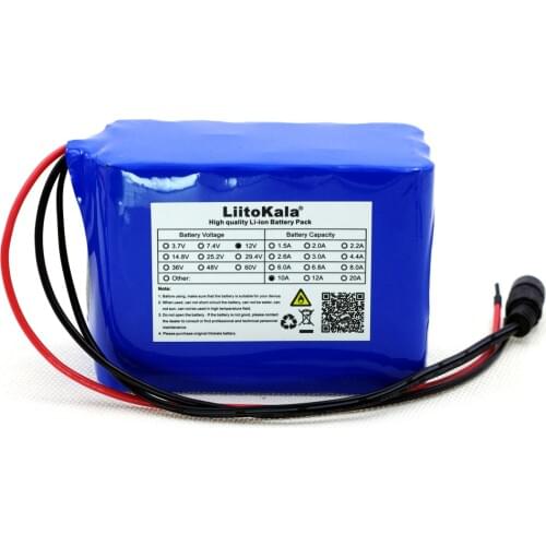 Liitokala 100% new protection large capacity 12V 10Ah 18650 lithium battery 12V 10000mAh capacity LED lighting with