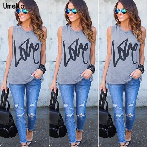2020 New Fashion Casual Love Letter Print Sleeveless O-neck Tops for Women Clothing Tshirts for Women Summer Cozy Tank Lady Top