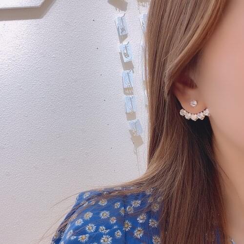 New design fashion jewelry copper inlaid zircon love earrings before after wearing luxury shiny womens dance party earrings