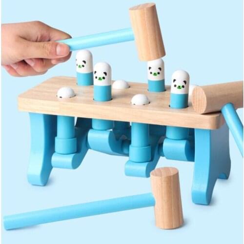 Early Childhood Learning Education Wooden Toys Old Baby Bear Hamster Parent-child Interactive Game Noise Maker Toy