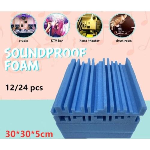 12/24pcs 300x300x50mm Acoustic Foam Panels Sound Absorbing KTV Noise Absorption Foam Tile Wedge Sound Proofing Wall Panels