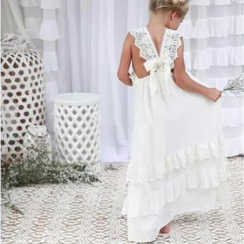 V Neck Boho Flower Girl Dresses Spring Summer Holiday Dress Beach