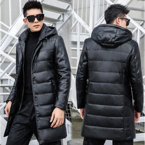 Hot Sale 2019 New Leather Men down jacket Winter Thick Warm Fashion sheep skin Men White duck down Coat Casual Outwear for