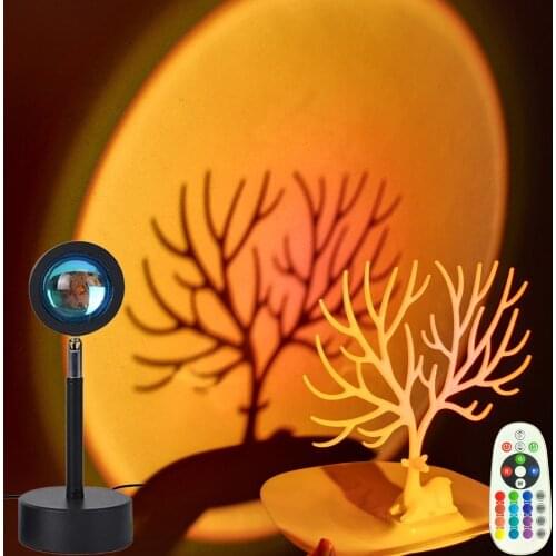 Remote Control Color Adjustable RGB 4 Mode Sunset Light Rainbow Atmosphere Light Cafe Background Bedroom Wall Decoration Light