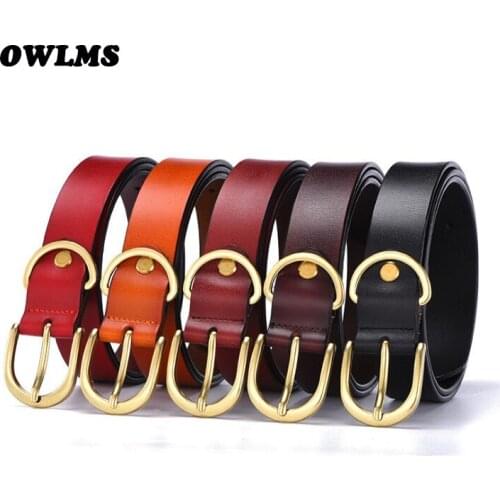 New Luxury Cowhide belts for Women HOT Genuine Leather Pin Buckle Belt High Quality Homme black cowskin jeans strap belt student