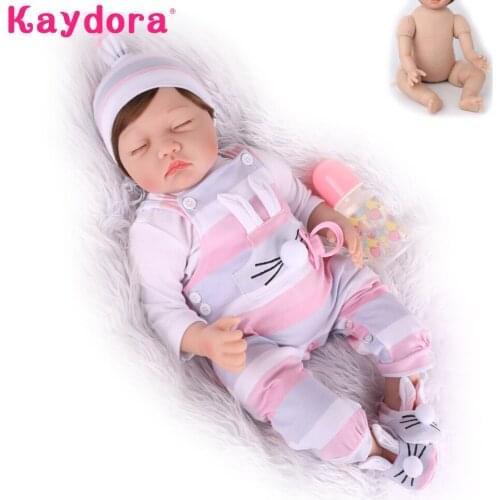 Silicone Reborn Sleeping Baby Lol Dolls 22 inch 55cm cloth body adorable Lifelike Bonecas girl Playmates Bebe Menina kids Gifts