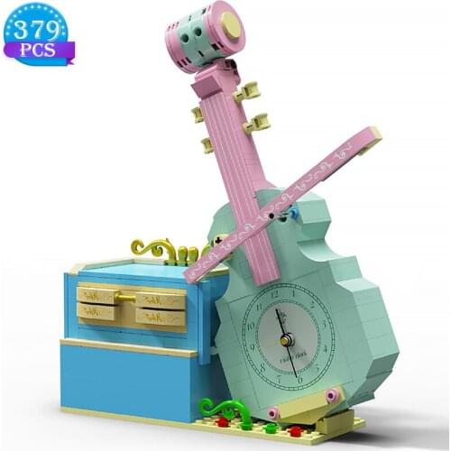 Technical Ideas Assembling Building Blocks Set Toys DIY Violin Clock Music Box Model Brick Ornaments Birthday Gifts for Friends
