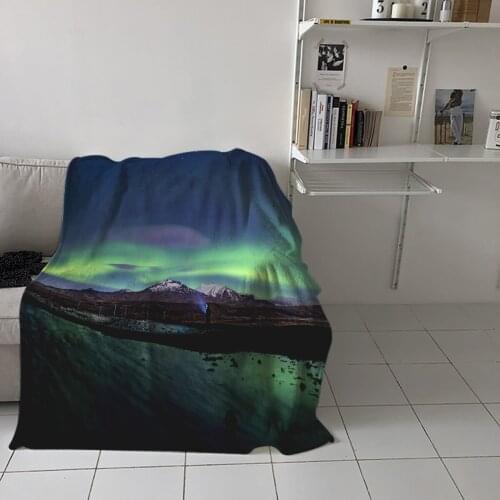 Bedroom Warm Blankets Alaska Aurora Night Sofa Throw Blankets Childrens Baby Soft Blankets Airplane Portable Blanket