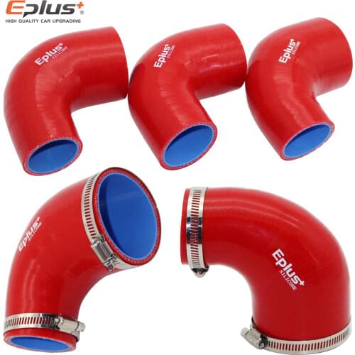 EPLUS 90 Degrees Universal Silicone Tubing Hose Connector Intercooler Turbo Intake Pipe Coupler Hose Multiple Sizes Red