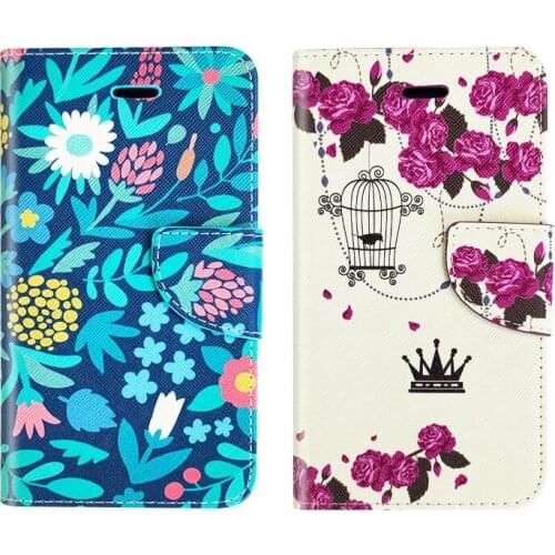 5.3 to 5.8 Inch Universal PU Leather Flip Phone Case High Quality Silicone Shell Fashion Flower Pattern Mobile Phone Cover