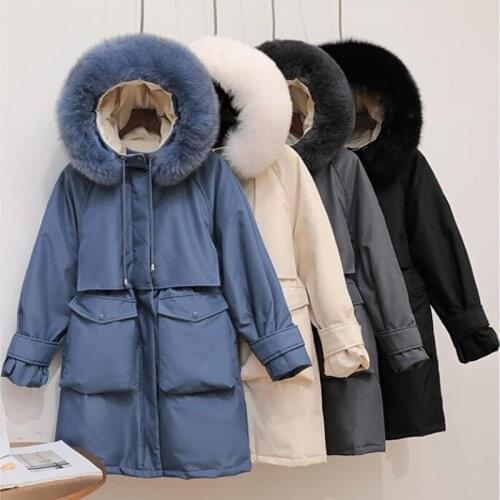 SEDUTMO Winter Duck Down Jackets Women Fur Hooded Oversize Thick Warm Coat Autumn Casual Tunic Puffer Jacket ED1111