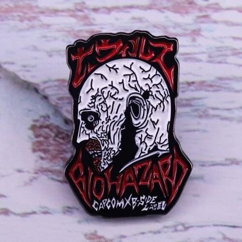 Biohazard Zombie Lapel Pin Warn them of the danger that lies ahead with this cool head Badge