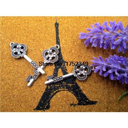 10pcs--Key Charms, Antique Tibetan Silver Skeleton keys Pendants/Charms, DIY Supplies 15x43mm