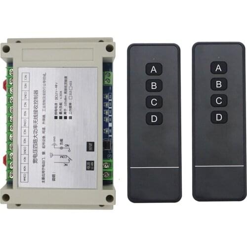2 * transmitter 12V 24V 36V 48V 4CH 30A long distance RF Wireless Remote Control Switch Learning Code Momentary Toggle Latched