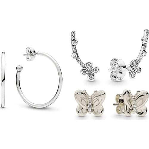 2020 Fashion High Quality 925 New Shiny Flower Bow Earrings Womens Classic Classic Fine Jewelry