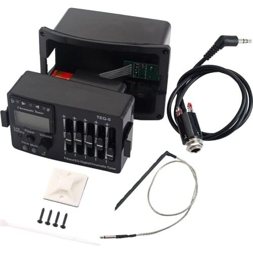 5-Band Acoustic Guitar Preamp EQ Piezo Pickup LCD Tuner for Guitar Parts Accessories