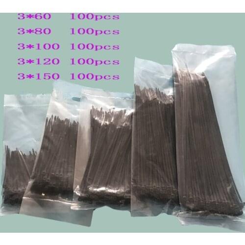 500pcs 3x60 3x80 3x100 3x120 3x150mm Assorted Self-locking Nylon Cable Ties Black Plastic Zip Tie Loop Wire Wrap Zip Ties