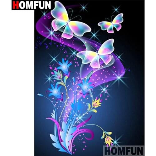 HOMFUN Full Square/Round Drill 5D DIY Diamond Painting "Cartoon butterfly" Embroidery Cross Stitch 5D Home Decor A00988