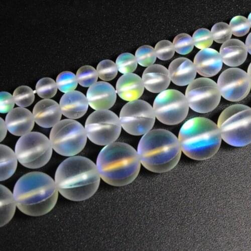 Natural Round Beads Matte Clear Crystal Loose Bead 4/6/8/10mm for DIY Jewelry Making Bracelet Accessories