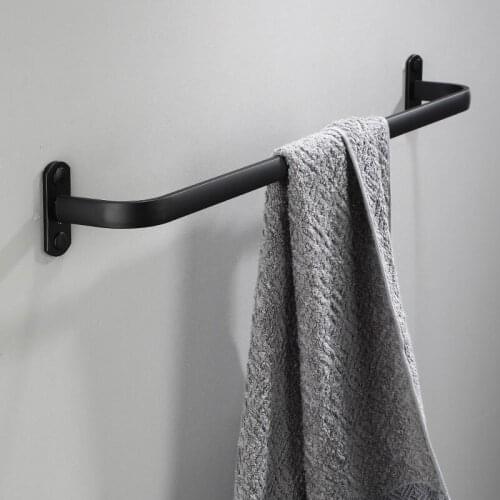 Black toilet towel rack single pole space aluminum simple towel towel bath towel rack hotel bathroom accessories