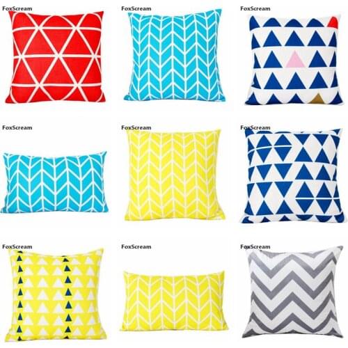 Home Textile Blue Decorative Cushions Cover Geometric Pillow Cover Home Decor Velvet Yellow Throw Pillows For Sofa 45x45cm