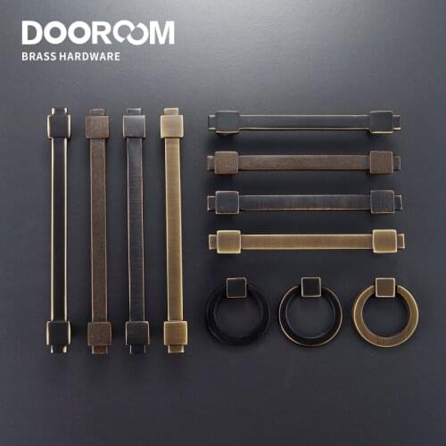 Dooroom Brass Handles Modern Rural Black Bronze Pulls Wardrobe Dresser Cupboard Cabinet Drawer Furniture Wine Bar Knobs