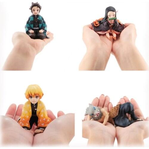 5/Lot Kimetsu no Yaiba Demon Slayer Zenitsu Inosuke Tanjirou Nezuko 7.5CM-13CM Anime PVC Action Figures Toy