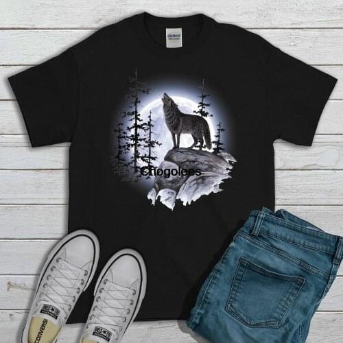 Wild Animal T shirt Wolf Howling at the Moon Tee North American Wildlife Shirt Wolves at Night