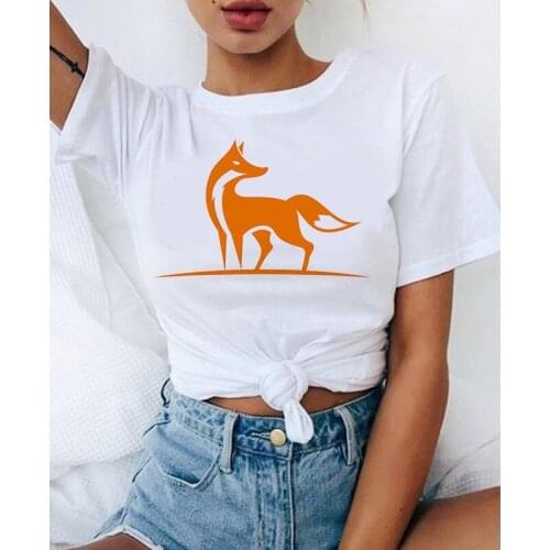 Graphic tees tops Cut Fox Theme tshirts women funny t shirt O-neck T-shirt Vintage Ullzang Mujer_T-Shirt