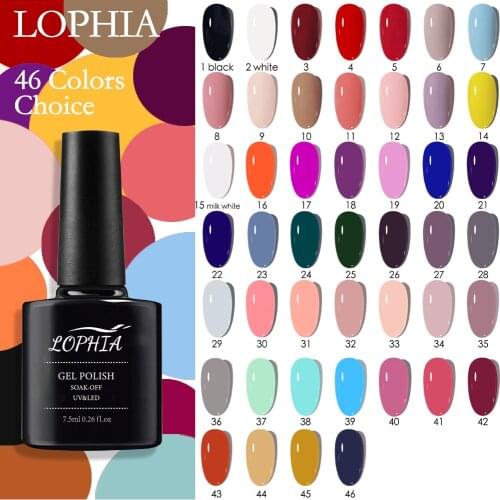 LOPHIA 7.5ml Gel Nail Polish 46 Colors Semi Permanant UV Primer Manicure Hybrid Nail Polishes Soak Off UV LED Nail Gel Lacquer