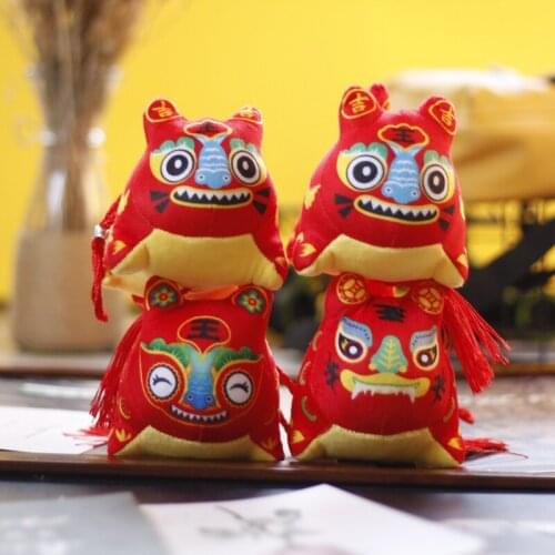 Exquisite popular Cute creative 2022 year of the tiger mascot zodiac red doll pendant plush toy new year small gift pendant