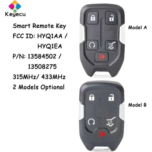 KEYECU Smart Remote Car Key With 5 Buttons 315MHz / 433MHz - FOB for GMC Acadia Denali Terrain 2017 2018 2019 20 HYQ1AA / HYQ1EA