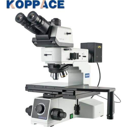 KOPPACE 50X-500X Trinocular Bright and Dark Field Metallurgical Microscope up and Down LED Lighting System 6 inch Iarge Platform