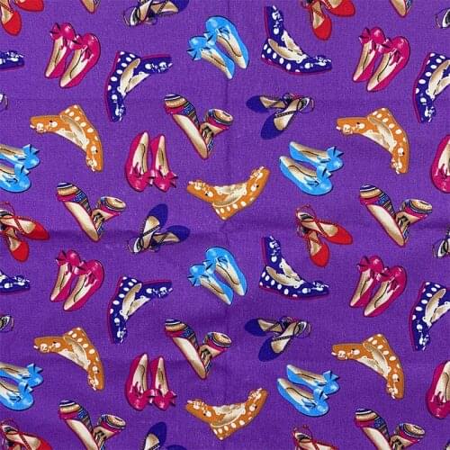 Beautiful Digital Printing purple Color high heels pattern 100% Cotton Fabric Sewing Material Children Fabric Diy Shirt Clothing