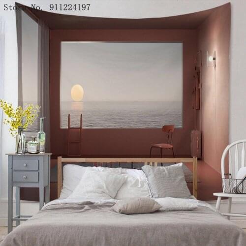 Beautiful Seaview Room Art Mandala Printed Polyester Tapestry Wall Hanging For Decorate Home Living Room Bedroom Office 5 Size