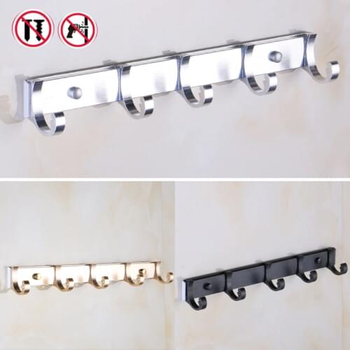 Towel hook hook wall hanging wall free punching space aluminum toilet fitting room wardrobe door hook