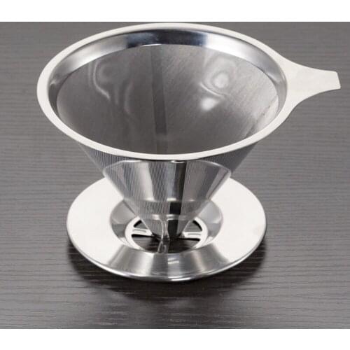 Stainless Steel Reusable Coffee Filter Hand Made Coffee Pot Filter Paper Free Filter Drip Funnel Tea Filter Cup