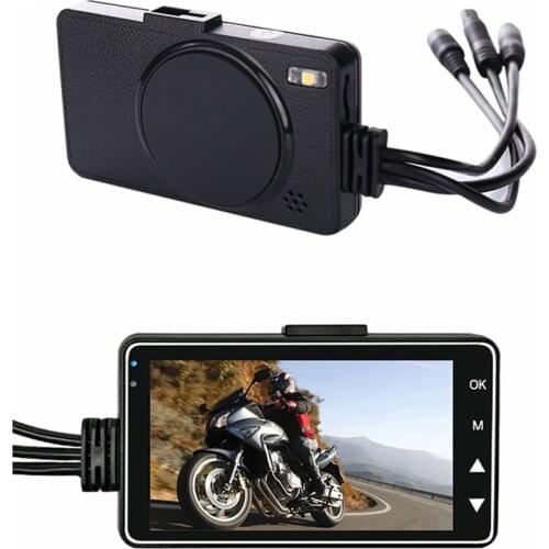 Motorcycle DVR Full HD DashCam Waterproof Dual Len Front Rear View Motor Recorder Registrar Motorbike Dual-track Camera Detector