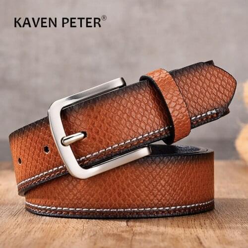 Fashion Vintage Leather Mens Belt Snake Pattern New Style Designer Trouser Wasit Belt Male Free Shipping