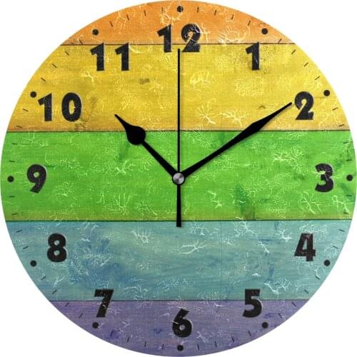 25cm Silent Wall Clock Battery Operated Non Ticking Vintage Wood Print Hanging Wall Watch for Kitchen Home Office Wall Decor