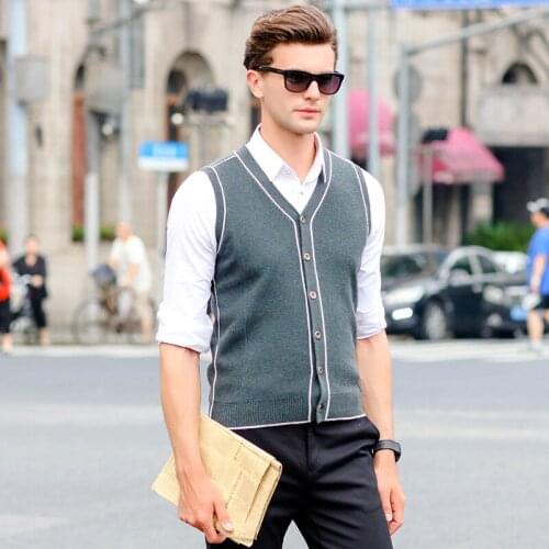 New Autumn Winter Fashion Brand Clothing Pullover Mens Sweaters V-Neck Sleeveless Vest Slim Fit Sweaters For Men