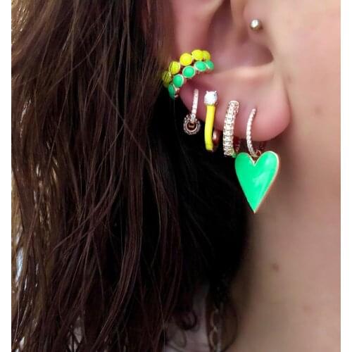 2020 new arrive summer jewelry high quality girlfriend lover gift Neon enamel colorful heart charm dangle dangling earring