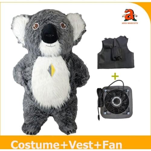 Big Plush Koala Mascot Inflatable Costume Full Body Fur Suit for Parades and Festivals Blow Up Fancy Dress for Adults