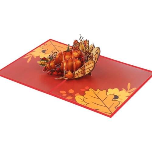 10pcs Wholesale 3D Handmade Harvested Foodstuff Fruit Vegetable Basket Paper Greeting Card Thanksgiving Party Creative Gift