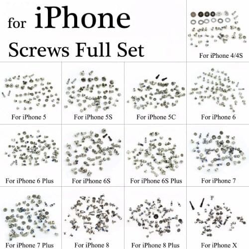 Full Screw Set Repair bolt Complete Kit For iPhone 4 4s 5 5C 5S 6 6S 6Plus 6splus 7 7 PLus 8 8Plus X with Bottom Pentalobe Screw