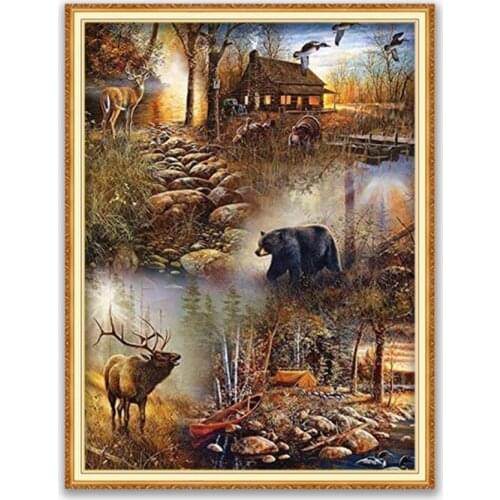 Nature Landscape DIY Cross Stitch 11CT Embroidery Kits Craft Needlework Set Cotton Thread Printed Canvas Home Decoration Sell